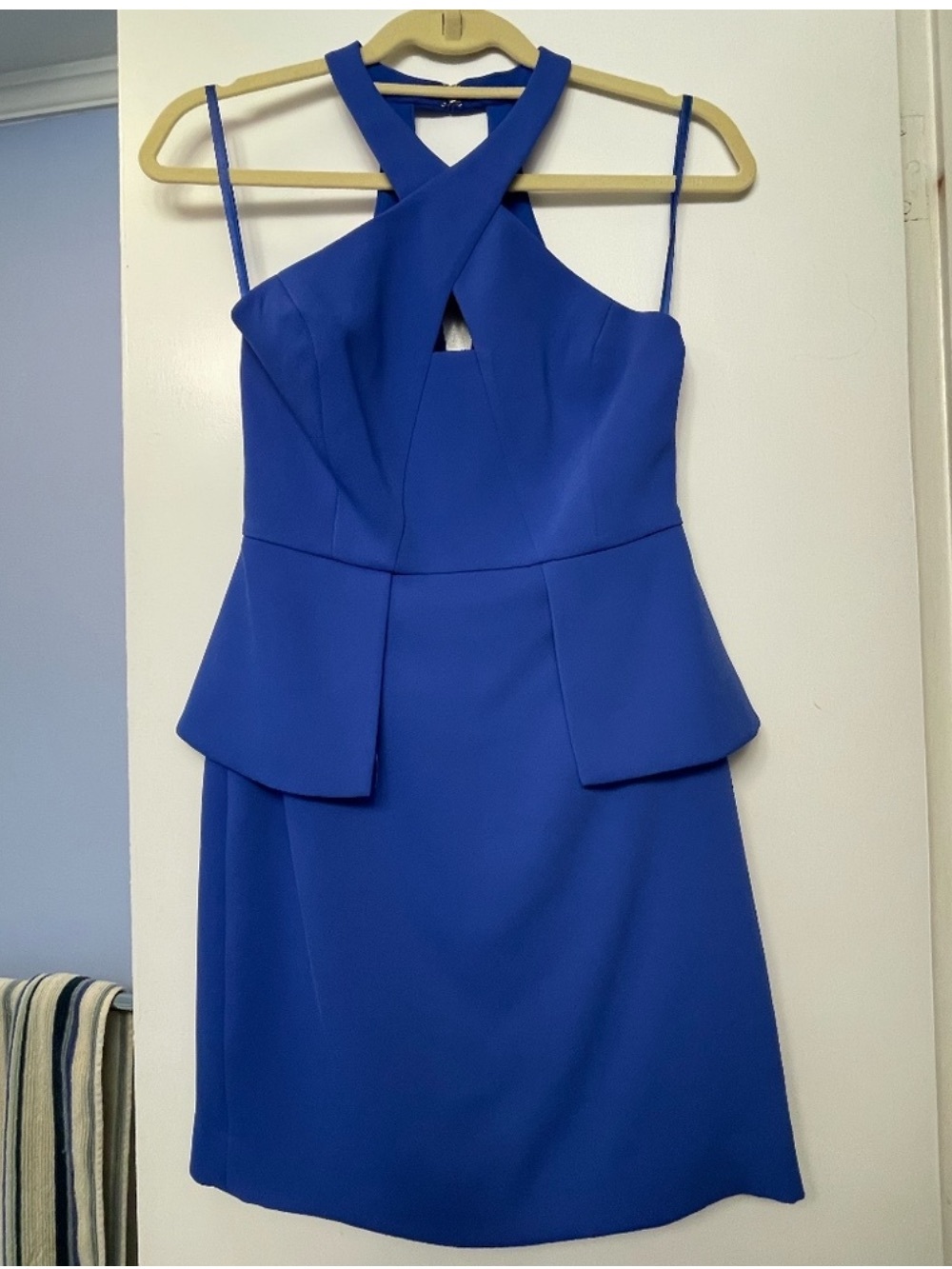 BCBG MaxAzria Blue Peplum Halter dress